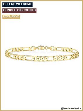 14K Gold Filled Figaro Link Bracelet 4mm Diamond Cut Chain